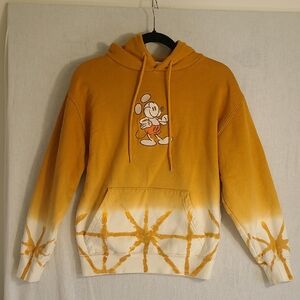 Disney Mustard Tie Dye Hoodie with Mickey Mouse and Friends Label Size XS